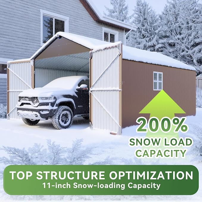 Aoxun 12x20x9.3 FT Shed Outdoor Metal Garage Shed 1700 CUFT Extra Large Storage - Image 5