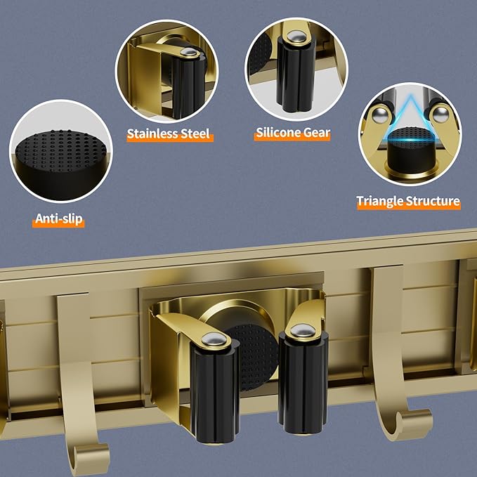 Broom Holder Wall Mount Mop and Broom Hanger Wall Mounted Garage Storage Rack - Image 3