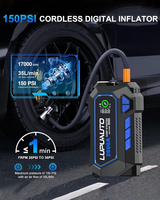 2500A Portable Jump Starter, Car Battery Jump Starter - Image 4