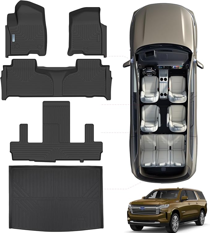 Floor Mats for 2021-2024 2025 Chevrolet Suburban 7 Seats（not fit 8 Seats）/ GMC by SANBAN-AXE