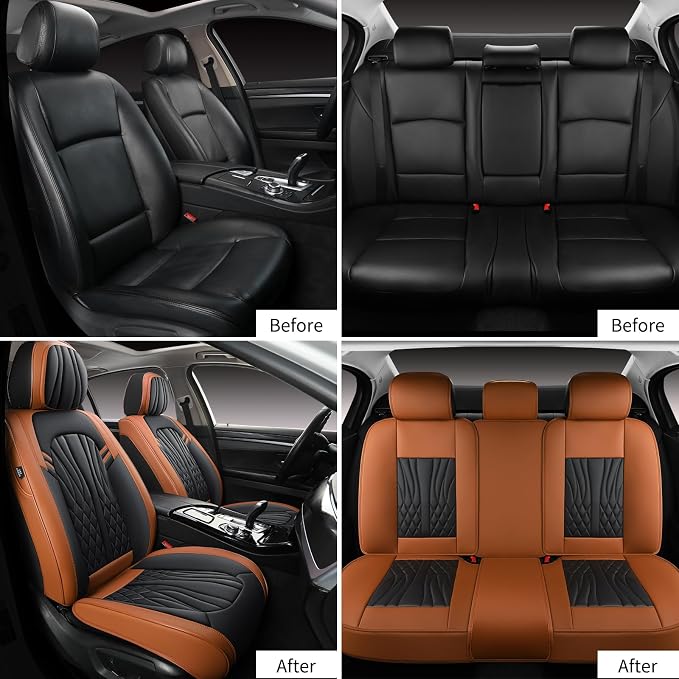 Leather Car Seat Covers, Car Seat Protector Waterproof, Seat Covers Full Set - Image 4