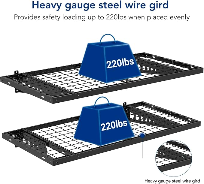 FLEXIMOUNTS 2 Pack 2x4ft Garage Storage 24x48 inch Bike Wall Shelving Rack - Image 4