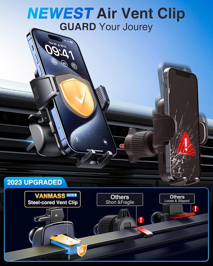 VANMASS 2025 True Upgraded Car Phone Holder, Patent Safety Cell Phone Mount - Image 7