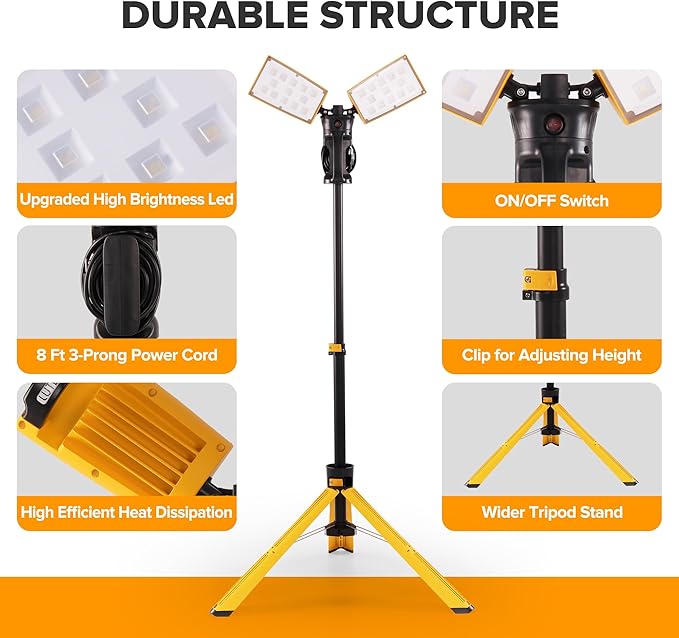 LUTEC 【Upgraded】 6290Pro 15000 Lumen 105 Watt Dual-Head LED Work Light - Image 5