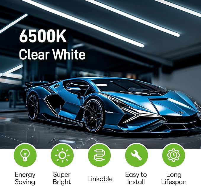 Pak 4FT LED Shop Lights, 2300LM 6500K Cool White, 20W Energy Efficient Linkable - Image 2