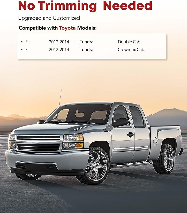 YHTAUTO Floor Mats Fit 2012-2013 Toyota Tundra CrewMax Cab, TPE All Weather Car - Image 2
