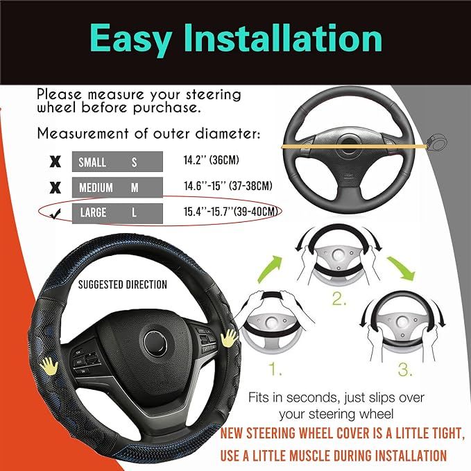 PINCTROT Large Size Steering Wheel Cover Great Grip - Image 6