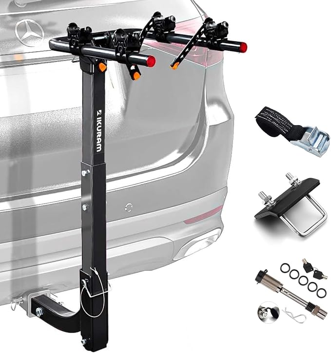 2 Bike Rack Bicycle Carrier Racks Hitch Mount Double Foldable Rack by IKURAMR