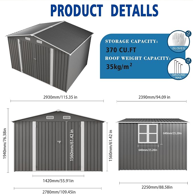 8X10 FT Outdoor Storage Shed - Image 2