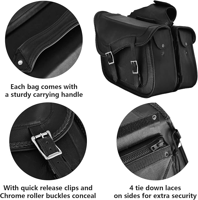 GARGOYLE BELLS Motorcycle Saddle Bags Genuine Leather Motorcycle Luggage Bag - Image 2