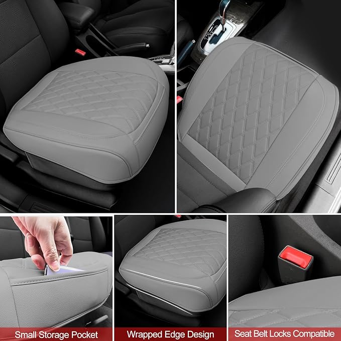 1 Pack Leather Front Car Seat Cover Bottom Car Seat, Anti-Slip and Full Wrap - Image 4