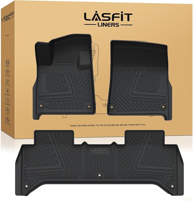 LASFIT Floor Mats for Rivian R1T 2025, All Weather Floor Liner TPE Custom Fit by LASFIT