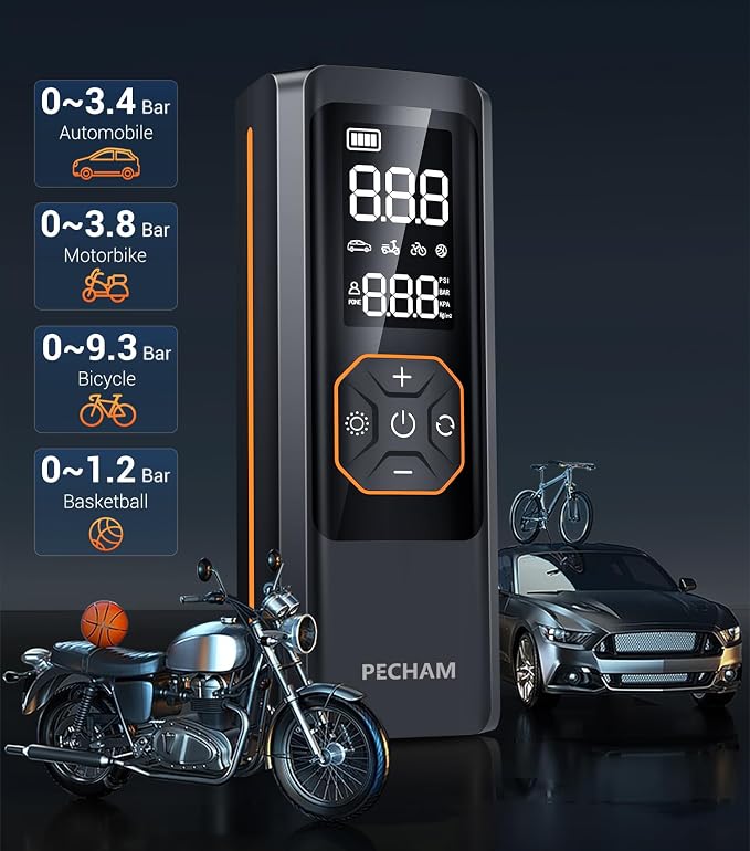 PECHAM Tire Inflator Portable Air Compressor, USB 5V 20000mAh Battery 160PSI - Image 5