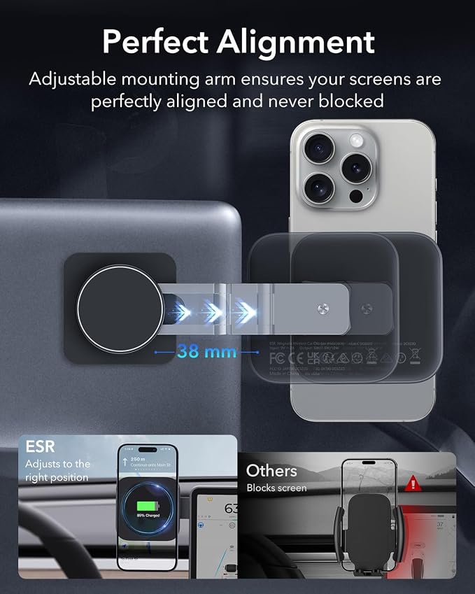 ESR for MagSafe Car Mount Charger, Foldable Dashboard Magnetic Wireless Car - Image 8