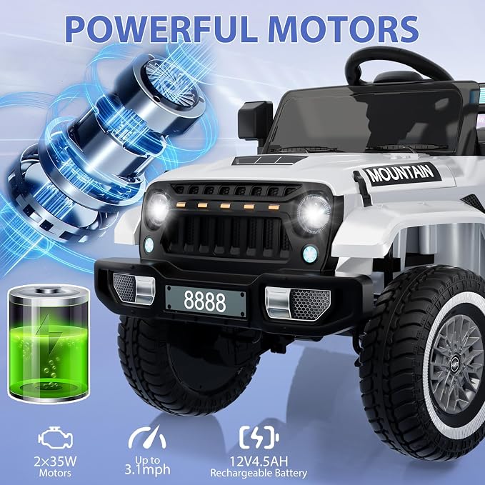 12V Kids Ride On Truck Car, Battery Powered Electric Vehicles - Image 3