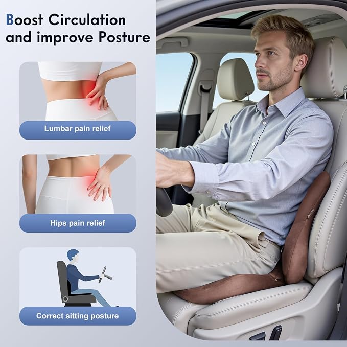 Coverado Memory Foam Car Seat Cushion and Lumbar Support Pillow - Image 2