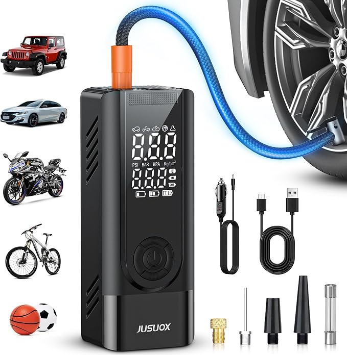 Tire Inflator Portable Air Compressor, 150PSI Cordless Air Pump by JUSUOX