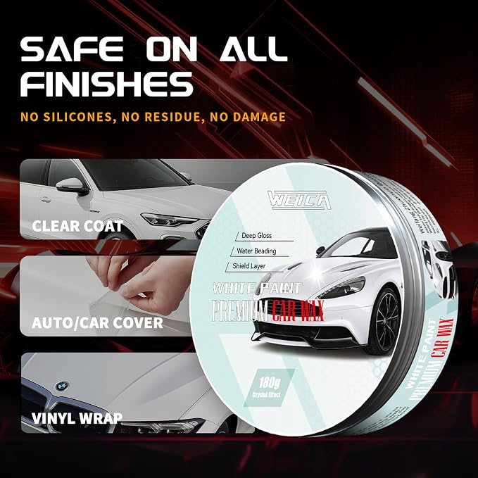 Car Wax for Light & Metallic Cars | White, Pearl | Anti-Yellowing Carnauba | - Image 4