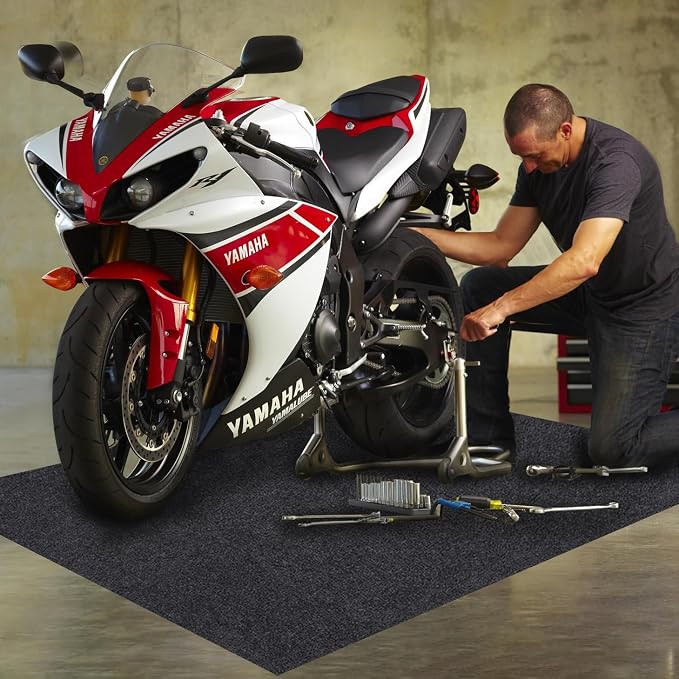 Large Motorcycle Mat Under Car Washable Garage Mats Oil Absorbent Pad Rubber by JOMMIE+CHEN