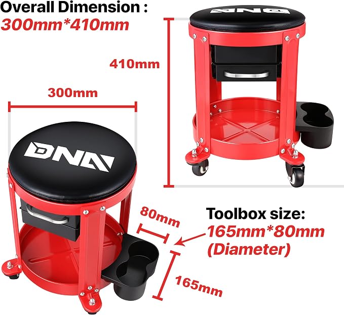 DNA Motoring TOOLS-00197 Round Mechanics Roller Seat Creeper Stool - Image 2