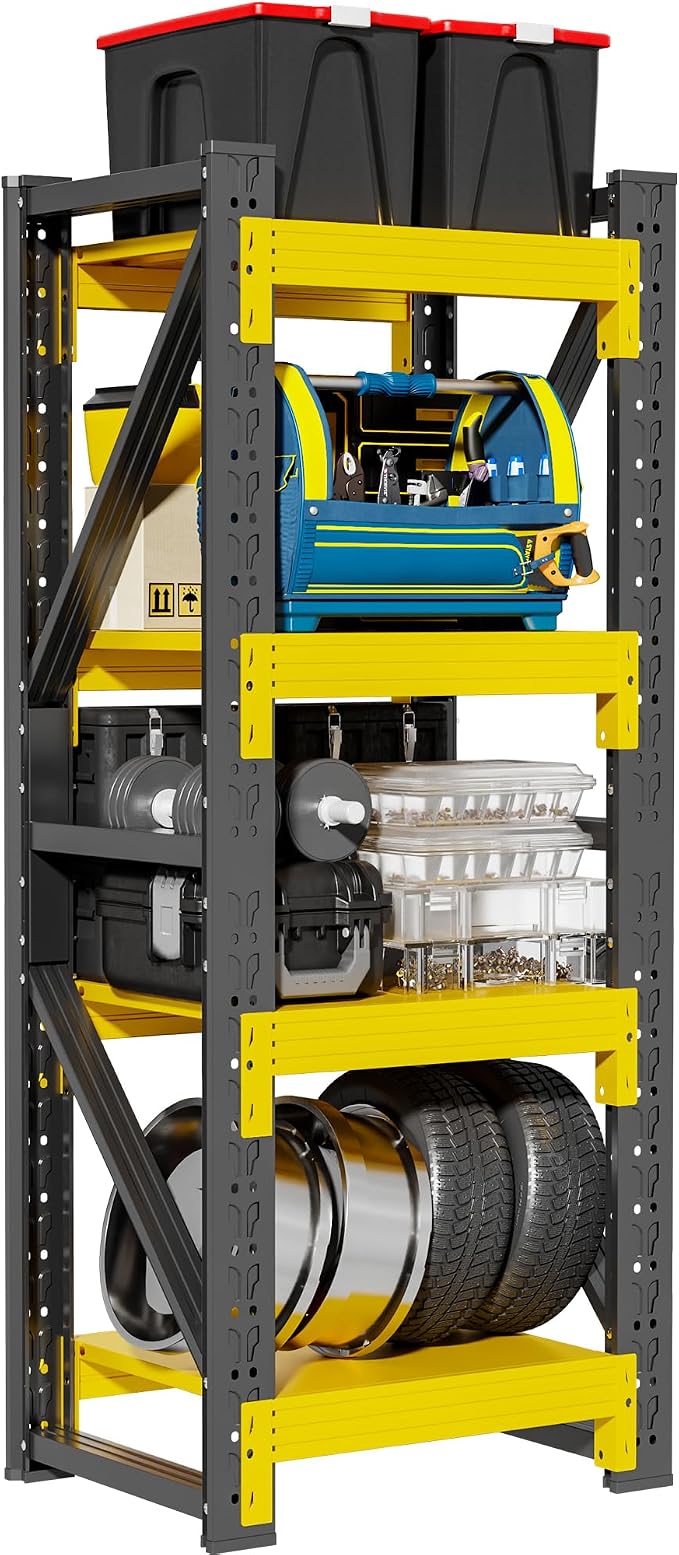4-Tier Storage Shelves, Adjustable Industrial Metal Shelf System, 200lbs by Unknown