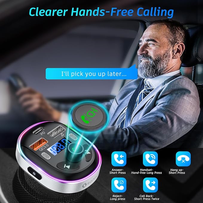 SONRU​ Bluetooth 5.3 FM Transmitter - Image 4