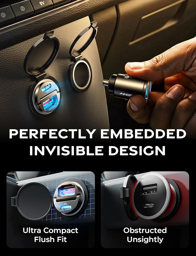 AINOPE 90W Super Fast Car Charger USB C, Invisible Cigarette Lighter Adapter， - Image 8