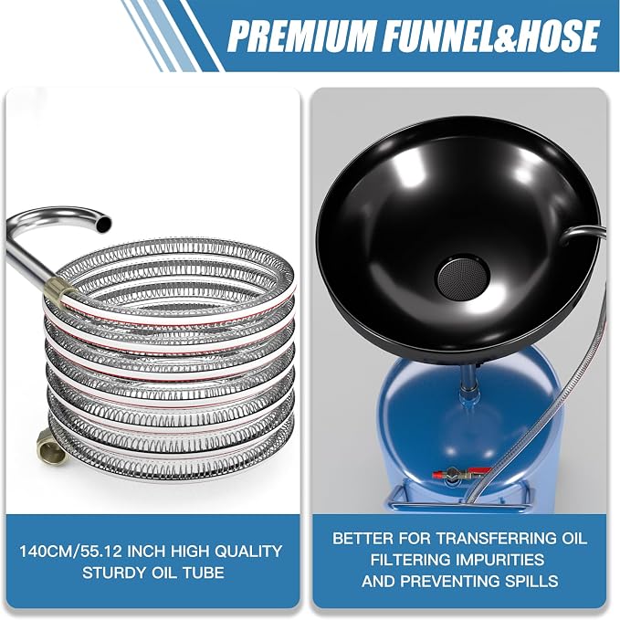 20-Gallon Waste Oil Drain Tank, Portable Air Operated Oil Drains - Image 5