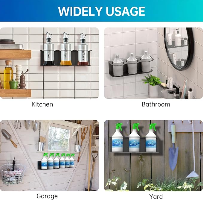 2 Pack 3 Holes All-Purpose Spray Bottle Holder Wall Mount Heavy Duty Spray Can - Image 6
