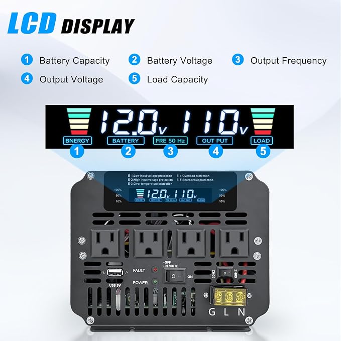 LVYUAN 5000 Watt Power Inverter 12V to 110V 120V - Image 2