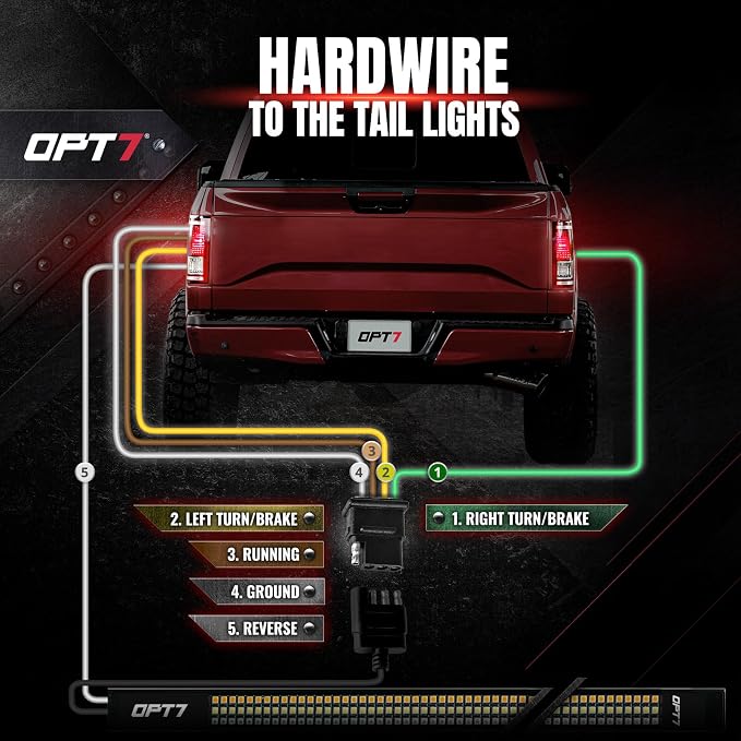 OPT7 60" Redline Triple Row LED Tailgate Light Bar w/Sequential Amber Turn - Image 6