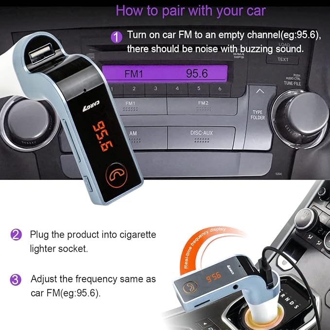 Bluetooth FM Transmitter for car, TIANSHILI Handsfree Bluetooth Receiver Car Kit - Image 2