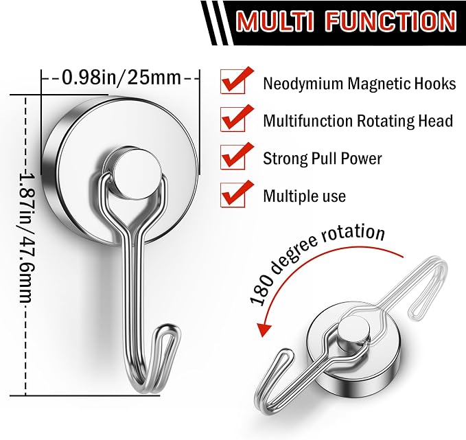 FINDMAG Magnetic Hooks, 60lbs+ Magnetic Hooks - Image 2