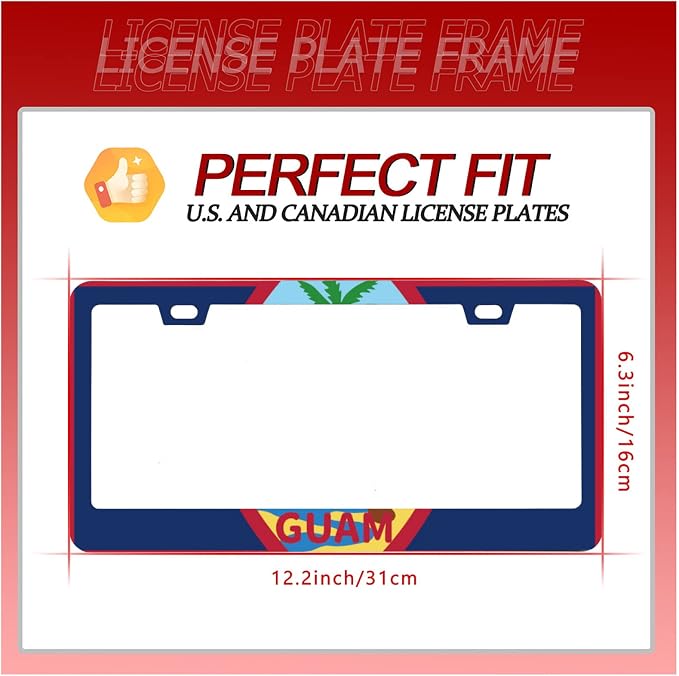 Personalise Guam Flag License Plate Frames Round Hole Guams License Plate Frame - Image 6