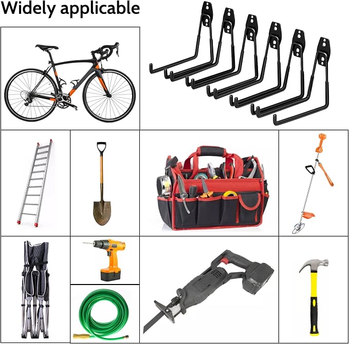 WMK 7.3'' Heavy Duty Garage Hooks, 6 Pack Wall Mount Garage Storage Hooks - Image 7