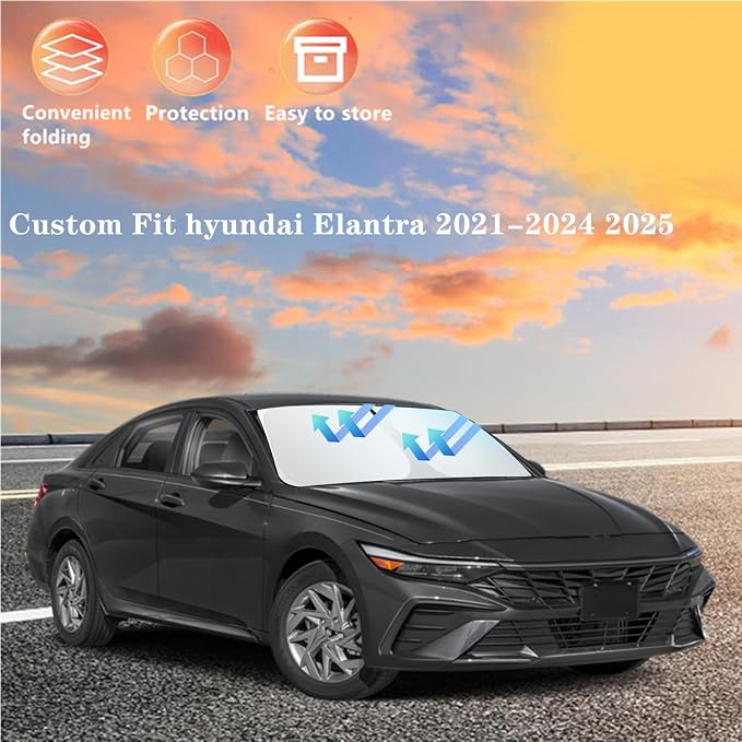 Windshield Sun Shade for hyund-ai Elantra 2021-2024 2025 Custom Fit Foldable - Image 3