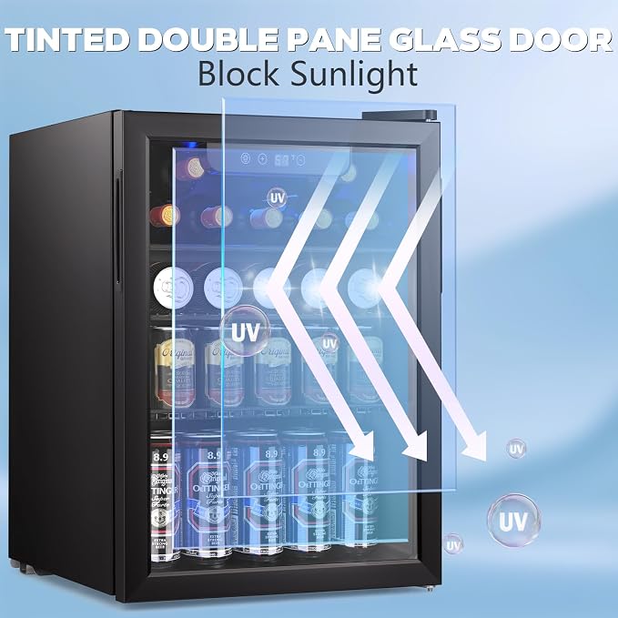 26 Bottle Wine Cooler, 95 Cans Beverage Refrigerator, 2.6 cu.ft Drink Fridge - Image 4