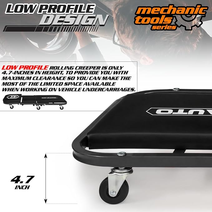M-AUTO Foldable Z Creeper 2-in-1 Rolling Folding Car Creeper & Seat, 330LBS - Image 6