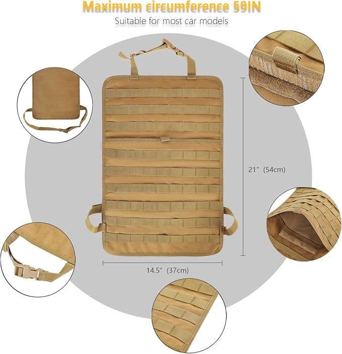 Universal Tactical Seat ​Back Organizer Vehicle Molle Panel Organizer Storage - Image 6