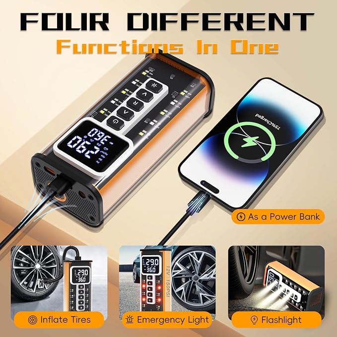 Tire Inflator Portable Air Compressor, Air Pump - Image 3