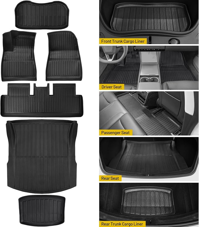 Floor Mats for 2024 2025 Tesla Model 3 Custom All Weather TPE Waterproof - Image 2