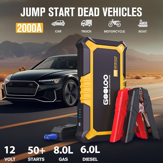 GOOLOO New GP2000 Jump Starter 2000A Car Starter Battery Pack, 12V Car Battery - Image 2