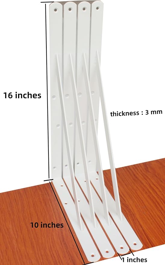 16 Pack L16 x H 10" White Heavy Duty Shelf Brackets - Image 2