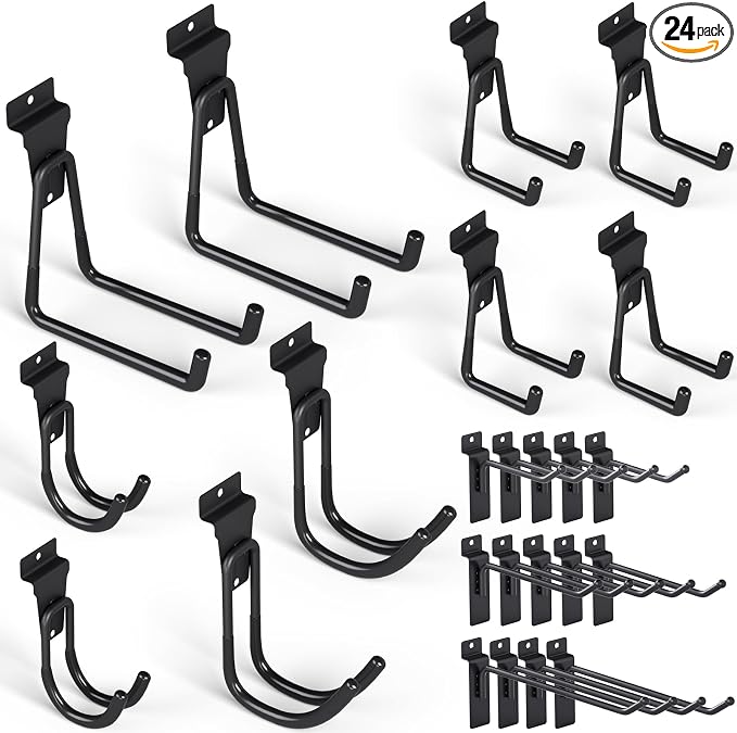 INCLY 24 Pack Heavy Duty Slatwall Hooks, Slat Wall Hanging Hooks and Hangers by INCLY