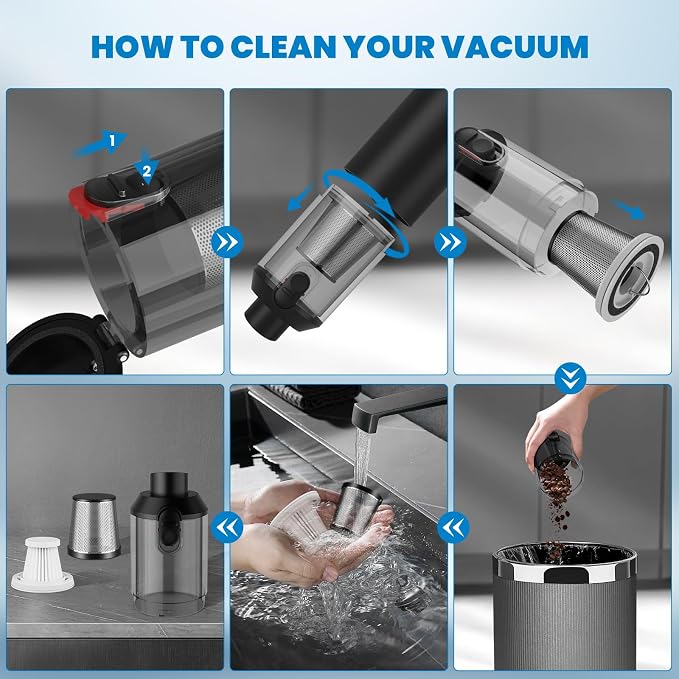 90° Foldable Car Vacuum Portable Cordless 16000PA, 4-in-1 Mini Vacuum Cleaner - Image 7