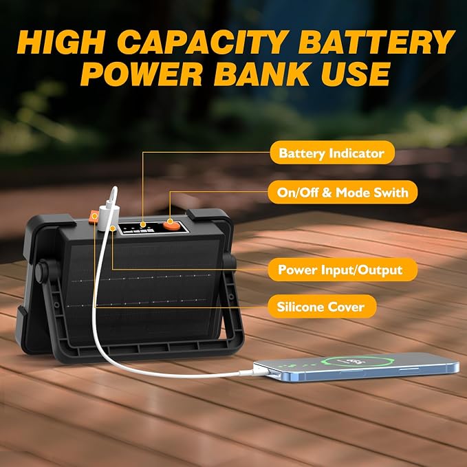 120W Solar Rechargeable Work Light, 144 LED 10000LM Led Work Light - Image 5