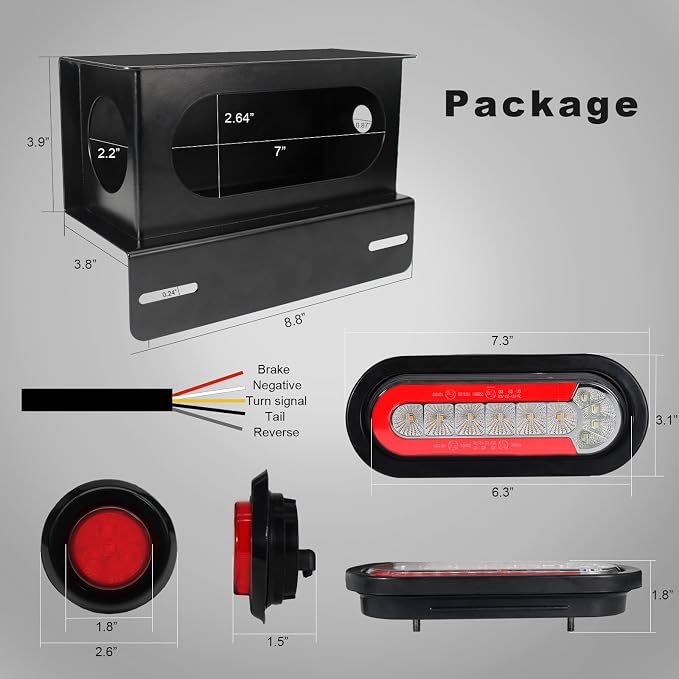 Agrieyes Sequential Turn Signal Trailer Lights, Oval LED Trailer Light - Image 6