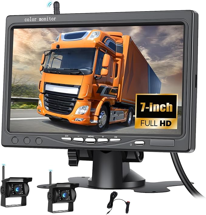 Wireless Vehicle Backup Camera System, 7 Inch Reverse Camera Monitor by OiLiehu