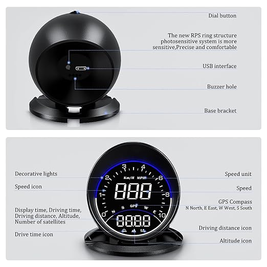 Auto GPS Speedometer G6, Car HUD Head Up Display HD Display, Overspeed Alarm - Image 7