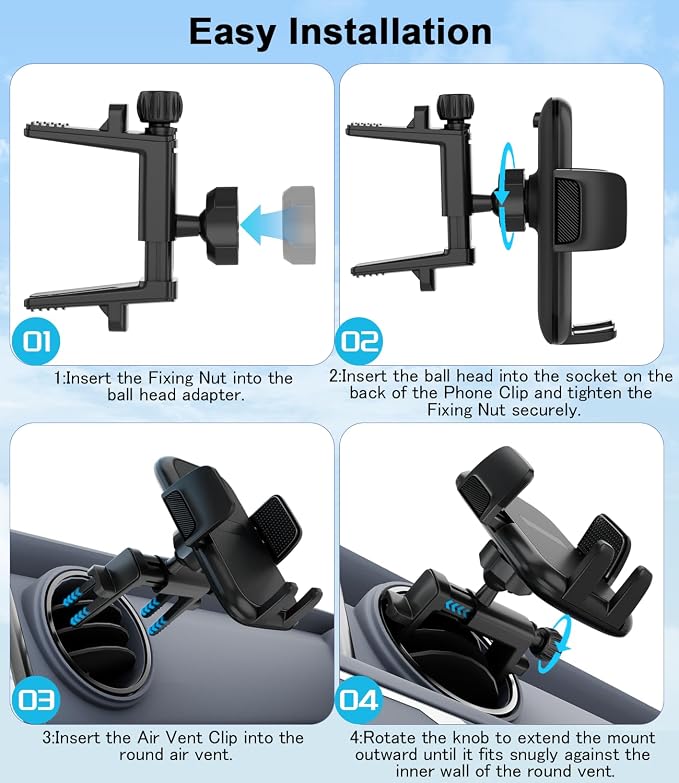 Round Vent Car Phone Holder for Jeep Wrangler JL Gradiator Compass Air Vent Car - Image 7